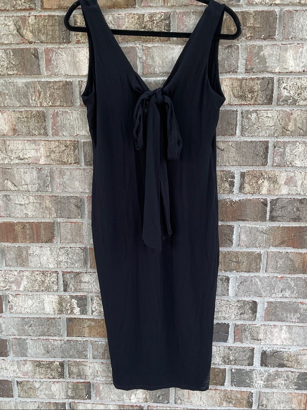 Take 50% OFF- ASOS Classic Black Tie-Front Midi Dress, Size-10 - Picture 2 of 10